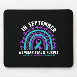 In September We Wear Teal Purple Ribbon Suicide Pr Mouse Pad