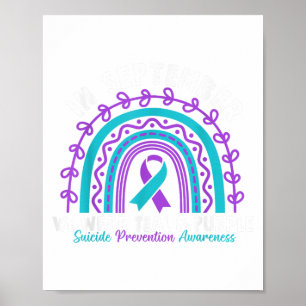 In September We Wear Teal Purple Ribbon Suicide Pr Poster