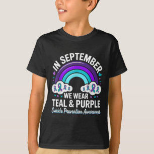 In September We Wear Teal Purple Ribbon Suicide Pr T-Shirt
