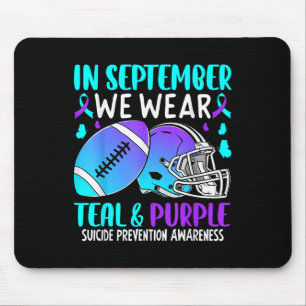 In September We Wear Teal Purple Ribbon Tackle Foo Mouse Pad
