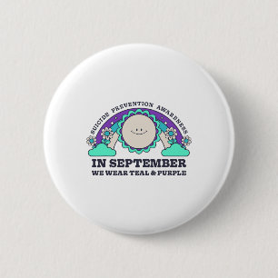 In September We Wear Teal Purple Suicide Preventio 6 Cm Round Badge