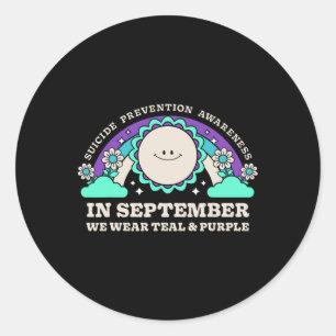 In September We Wear Teal Purple Suicide Preventio Classic Round Sticker