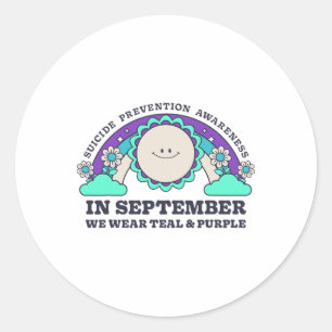 In September We Wear Teal Purple Suicide Preventio Classic Round Sticker