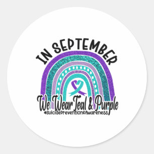 In September We Wear Teal Purple Suicide Preventio Classic Round Sticker
