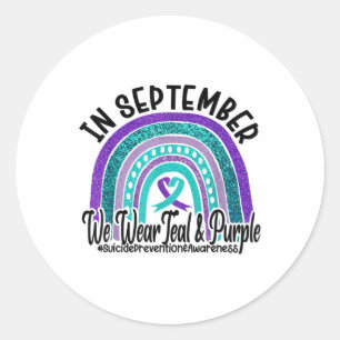 In September We Wear Teal Purple Suicide Preventio Classic Round Sticker
