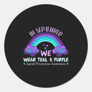In September We Wear Teal Purple Suicide Preventio Classic Round Sticker