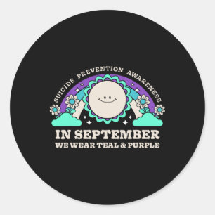 In September We Wear Teal Purple Suicide Preventio Classic Round Sticker