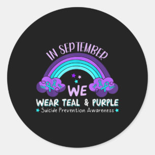 In September We Wear Teal Purple Suicide Preventio Classic Round Sticker