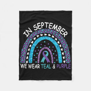 In September We Wear Teal Purple Suicide Preventio Fleece Blanket