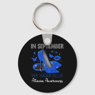 In September Wear Blue High Heels Ataxia Awareness Key Ring