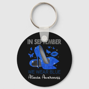 In September Wear Blue High Heels Ataxia Awareness Key Ring