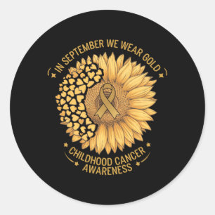 In September Wear Gold Flower Childhood Cancer Classic Round Sticker