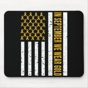 In September Wear Gold Shirt Childhood Cancer Mouse Pad