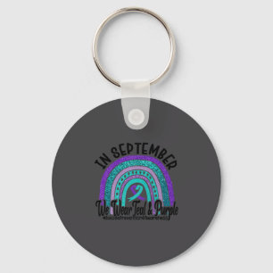 In September Wear Teal And Purple Rainbow Suicide  Key Ring