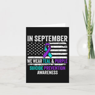In September Wear Teal Purple Suicide Prevention A Card