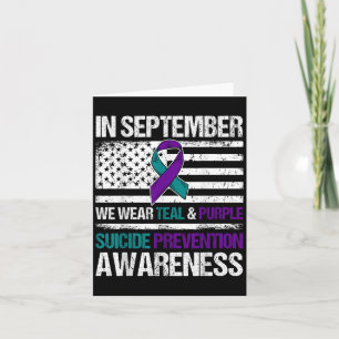 In September Wear Teal Purple Suicide Prevention A Card
