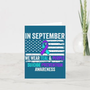 In September Wear Teal Purple Suicide Prevention A Card
