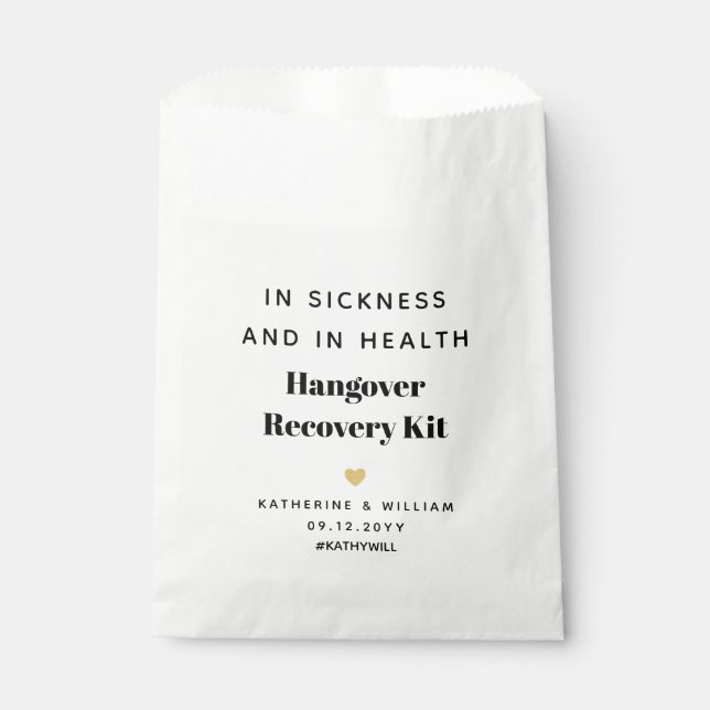 In Sickness and in Health Hangover Recovery Kit  Favour Bag (Front)