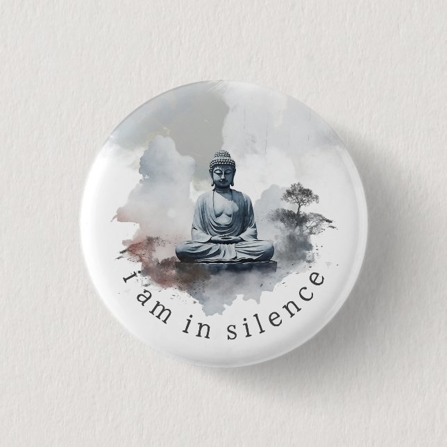 In Silence Buddha Meditation Button for Retreat #4 (Front)