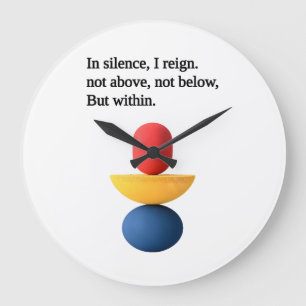 “In Silence, I Reign” motivational quotes Large Clock