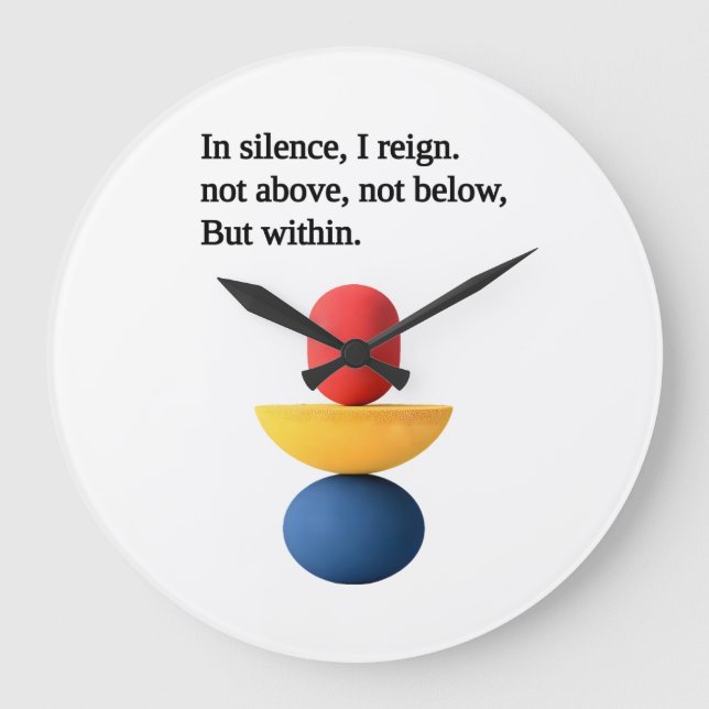 “In Silence, I Reign” motivational quotes  Large Clock (Front)