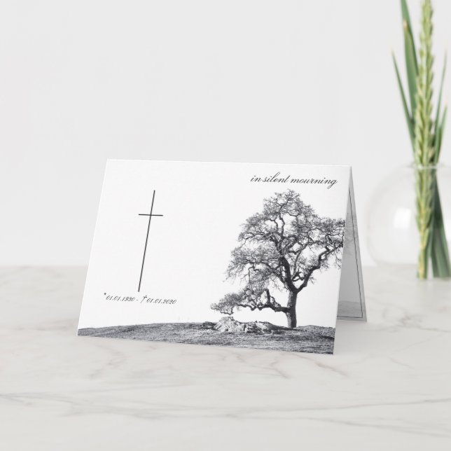 In silent mourning - tree on meadow card (Front)