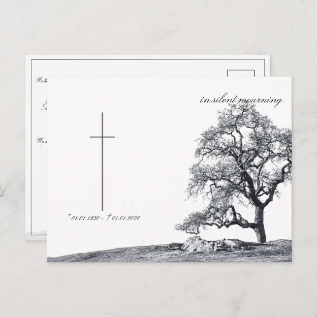 In silent mourning - tree on meadow postcard (Front/Back)