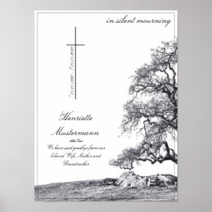 In silent mourning - tree on meadow poster