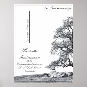 In silent mourning - tree on meadow poster