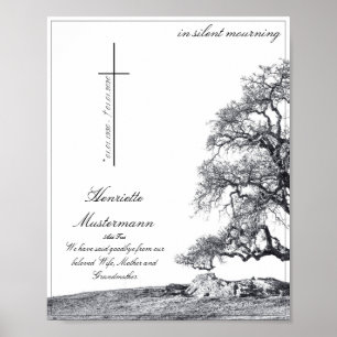 In silent mourning - tree on meadow poster