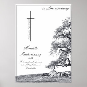 In silent mourning - tree on meadow poster