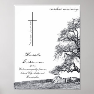 In silent mourning - tree on meadow poster