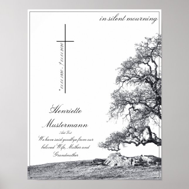 In silent mourning - tree on meadow poster (Front)