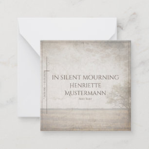 In silent mourning - tree on meadow vintage card