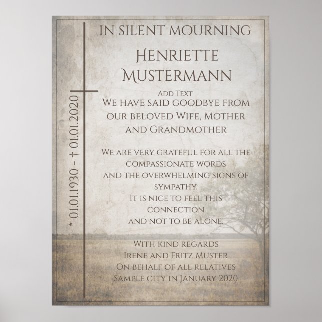 In silent mourning - tree on meadow vintage poster (Front)