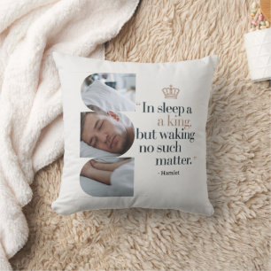 “In Sleep a King” Modern Minimalist Shakespeare Th Cushion