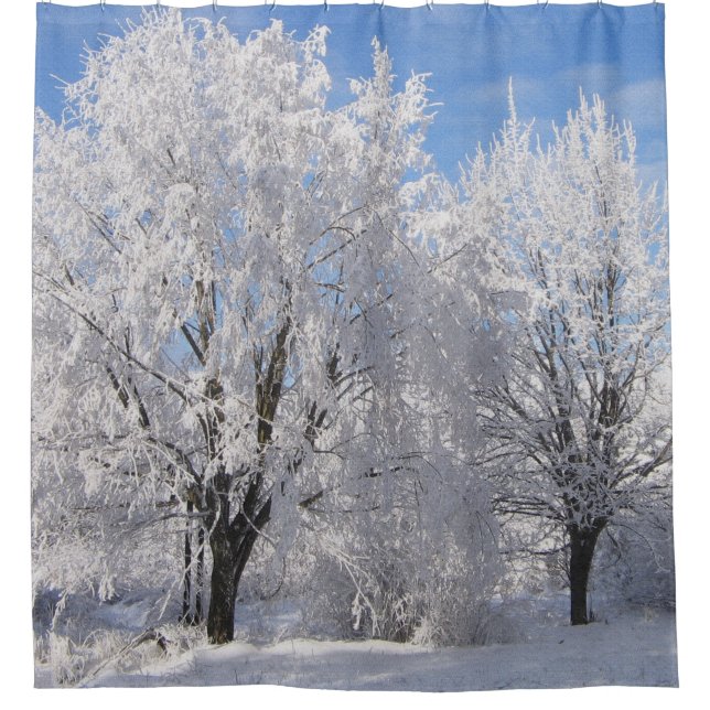 in snow, white trees in winter shower curtain (Front)