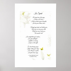 "In Spirit" Poem Poster Golden Butterfly on Lilies