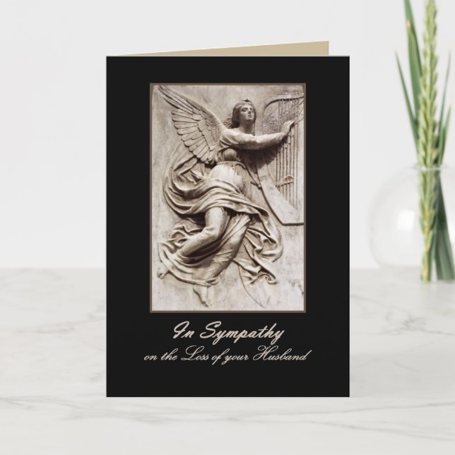In Sympathy - Loss of Husband - Angel with Harp Card (Front)