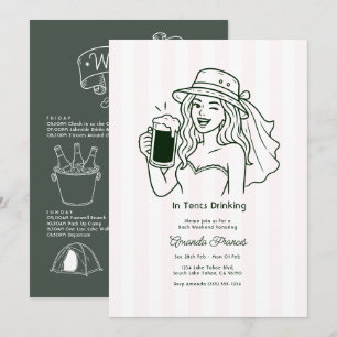 In Tents Drinking Doodle Camping Bachelorette Invitation