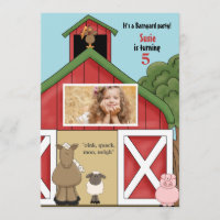 In the Barn Photo Birthday Party Invitation