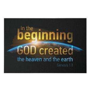 In The Beginning GOD Created Christian Faith Verse Faux Canvas Print