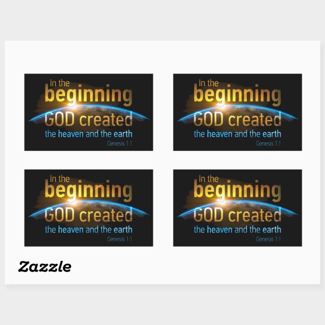In The Beginning GOD Created Christian Faith Verse Rectangular Sticker (Sheet)