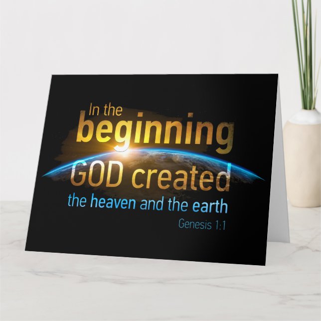 In The Beginning GOD Created Christian Faith Verse Thank You Card (Front)