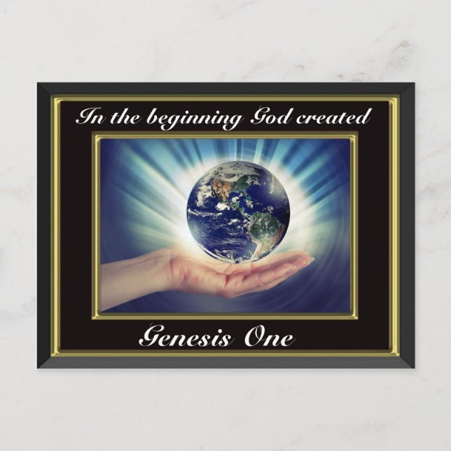 In the beginning God created Genesis 1 Planet Bl Postcard (Front)