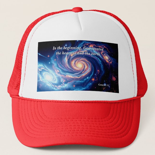 In the Beginning, God & Creation Verse Trucker Hat (Front)