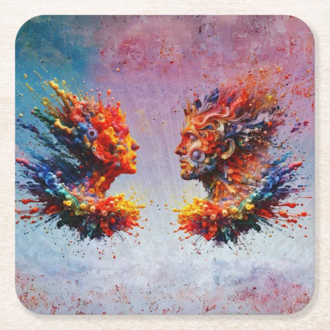 In the Beginning... Square Paper Coaster (Front)