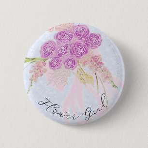 In the Blue- Pink bow Bouquet flower girl 6 Cm Round Badge