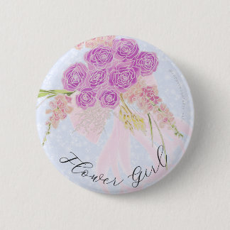 In the Blue- Pink bow Bouquet flower girl 6 Cm Round Badge