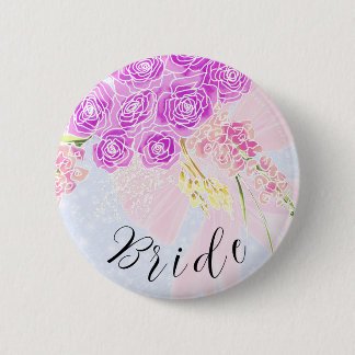 In the Blue-Pink Sheer Bow and Bouquet-Brides 6 Cm Round Badge